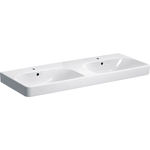 Lavabo de dos senos serie Smyle Square de Geberit. Toma de grifo: centrada. Rebosadero: visible. Color:
